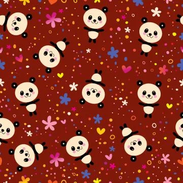 Baby panda bears seamless pattern Illustrazione stock