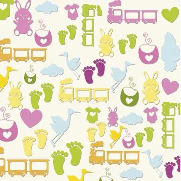 Baby pattern over beige background. vector illustration イラスト素材
