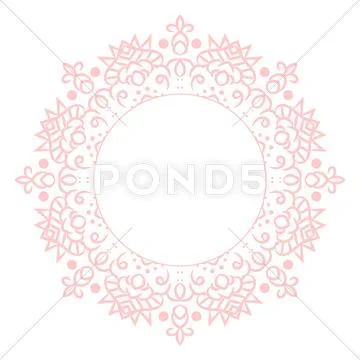 Baby pink mandala circle rosette card template background. Stock Illustration