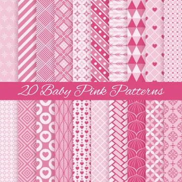 Baby pink seamless patterns. Vector illustration Stock Illustration