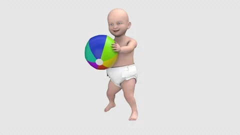 Baby play with ball - 3d render looped with alpha channel. Stock Footage 210770602