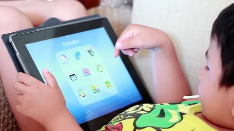 Baby play with tablet Stock Footage 40918786