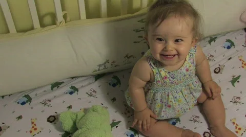 Baby Playing in Crib Video stock 676761
