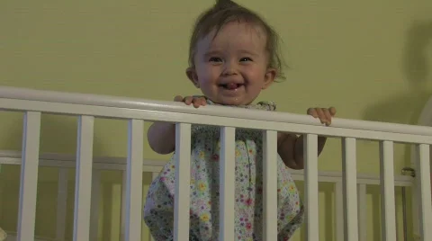 Baby Playing in Crib Video stock 677271