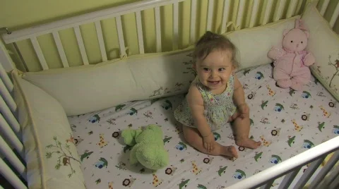 Baby Playing in Crib Video stock 677281