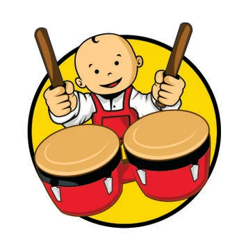 Baby playing drums Stock Illustration