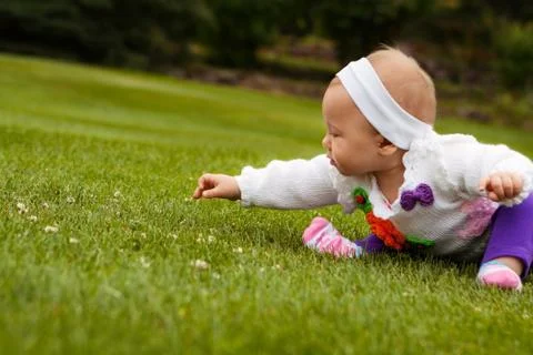 Baby playing on Grass Stock Photos