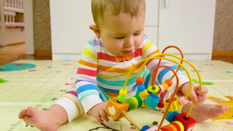 Baby plays interactive games. selective focus. Stock Footage 151401836