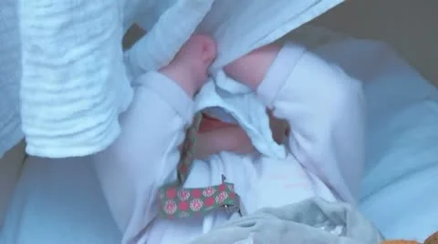 Baby plays with white sheet Stock Footage 11471665