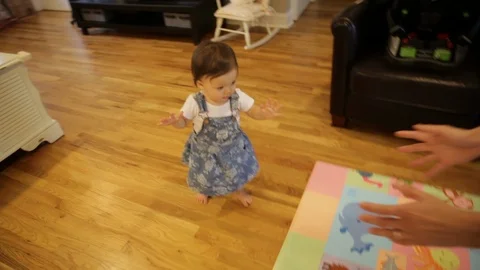 Baby Practicing First Steps Stock Footage 94077346