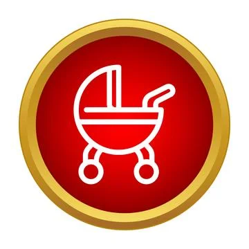 Baby pram or stroller flat line icon Stock Illustration