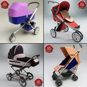 Baby Prams Collection 3D Model