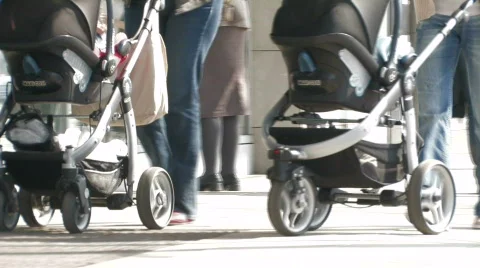 Baby prams into a store Stock Footage 744270