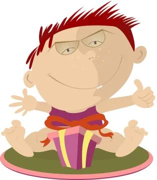 Baby with a present Stock Illustration