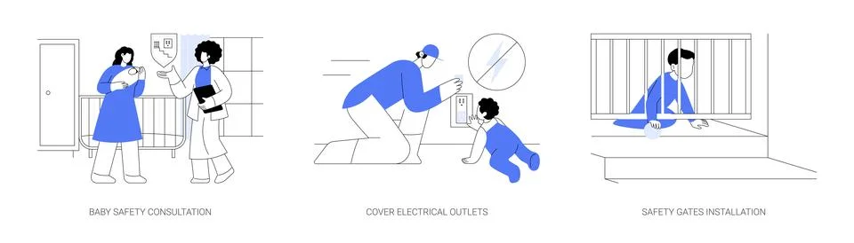 Baby-proofing abstract concept vector illustrations. Stock Illustration