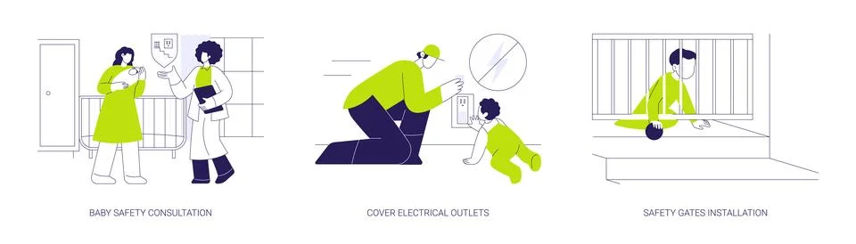 Baby-proofing abstract concept vector illustrations. 库存插图