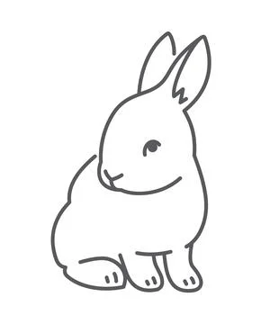 Baby rabbit simple thin line icon Stock Illustration