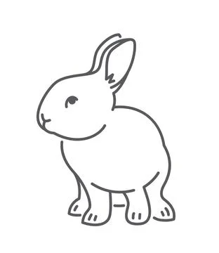 Baby rabbit simple thin line icon Stock Illustration