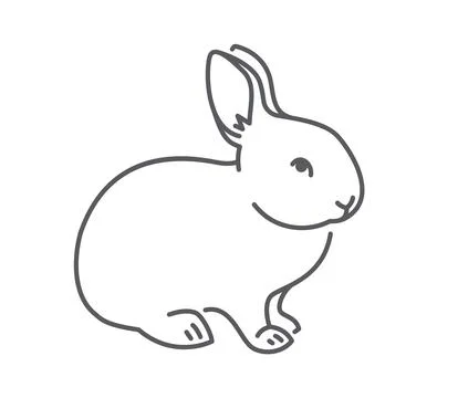 Baby rabbit simple thin line icon Stock Illustration