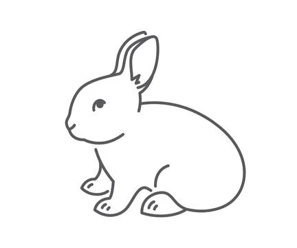 Baby rabbit simple thin line icon 스톡 일러스트