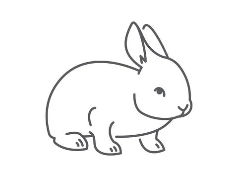 Baby rabbit simple thin line icon Stock Illustration