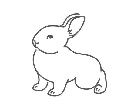 Baby rabbit simple thin line icon Stock Illustration
