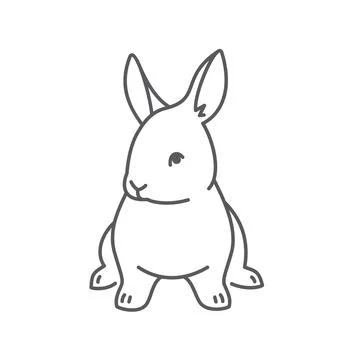 Baby rabbit simple thin line icon Stock Illustration