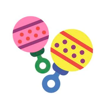 Baby rattle on white background. Vector illustration in trendy flat style. EPS Stock Illustration
