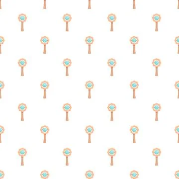 Baby rattles creating seamless pattern background for childhood design Illustration