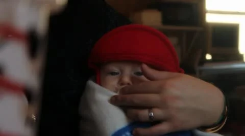 Baby in Red Stock Footage 10765791