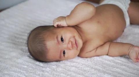 Baby Rolling Over Video stock 68339156