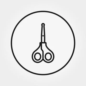 Baby scissors. Universal Icon. Vector. Editable Thin line. Stock Illustration