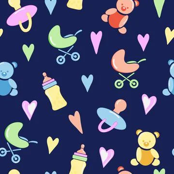 Baby seamless pattern. Children's elements Stock Illustration