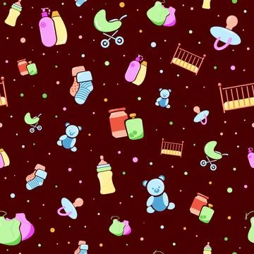 Baby seamless pattern. Children's objects. Stock Illustration