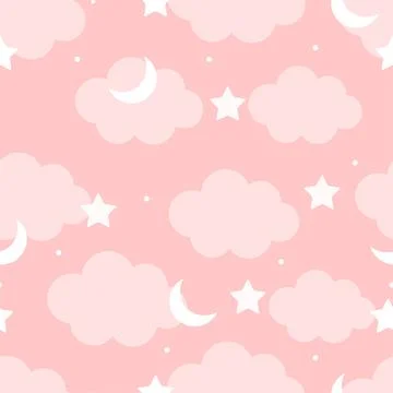 Baby seamless pattern Cloud and star on the pink background Stock Illustration