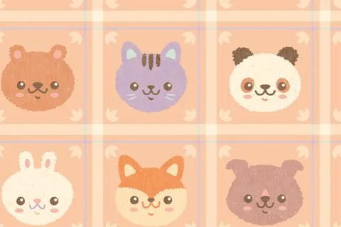 Baby seamless pattern of cute animals. Cat, dog, fox, bear, panda and rabbit. 库存插图