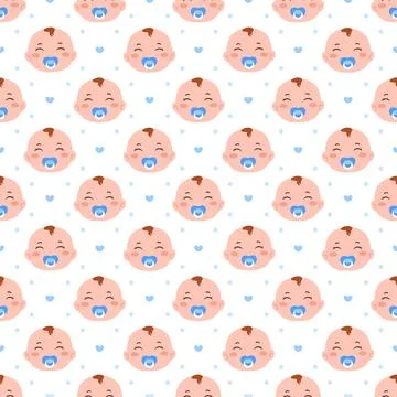Baby Seamless Pattern Design, A Set of Simple Decorative Elements in a Hand.. Illustrazione stock
