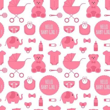 Baby Seamless Pattern Design, A Set of Simple Decorative Elements in a Hand.. 스톡 일러스트