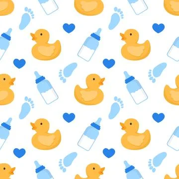 Baby Seamless Pattern Design, A Set of Simple Decorative Elements in a Hand.. Illustrazione stock