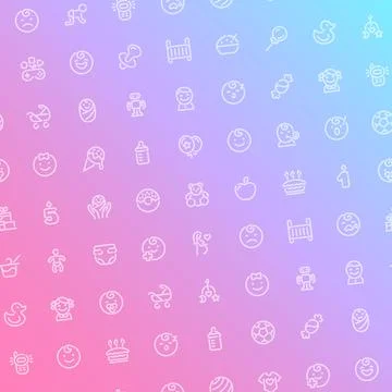 Baby Seamless Pattern with Icons Stock Illustration