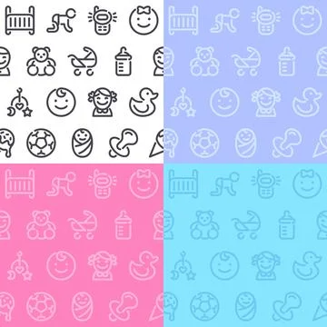 Baby Seamless Pattern with Icons Stock Illustration