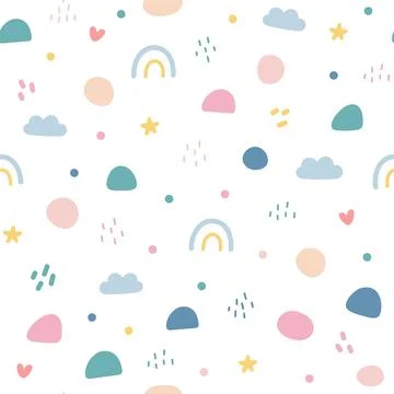 Baby seamless pattern with rainbow. Illustrazione stock