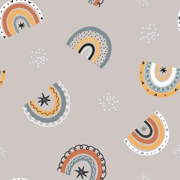 Baby seamless pattern with rainbows. Stock Illustration