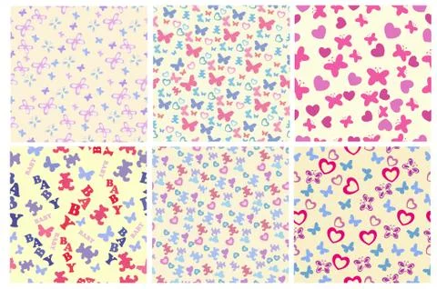 Baby seamless pattern set Stock Illustration