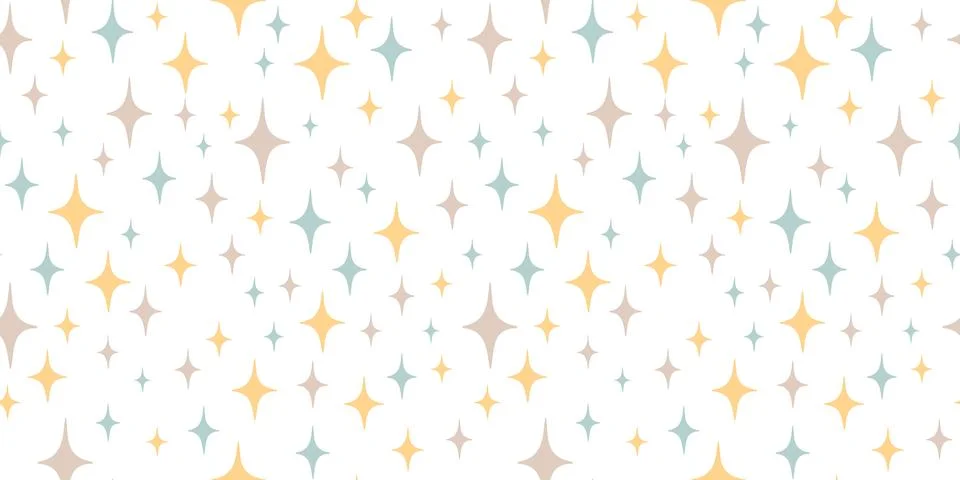 Baby seamless pattern with stars on white background in boho style for text.. Stock Illustration