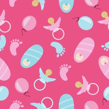 Baby seamless pattern stuff vector Stock Illustration