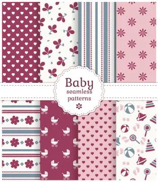 Baby seamless patterns. Vector set. Stock Illustration
