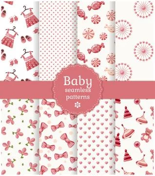 Baby seamless patterns. Vector set. Stock Illustration