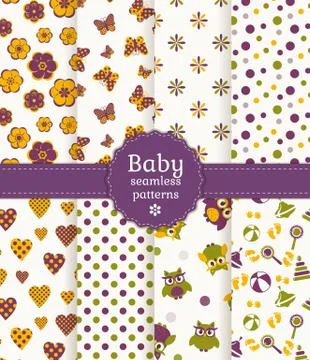 Baby seamless patterns. Vector set. Stockillustratie