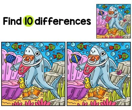 Baby Shark Find The Differences Stock Illustration
